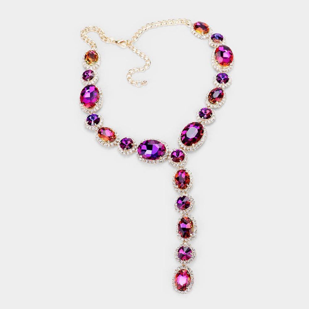 Y-shape Rhinestone Necklace and Earring Set - Picture 4 of 5